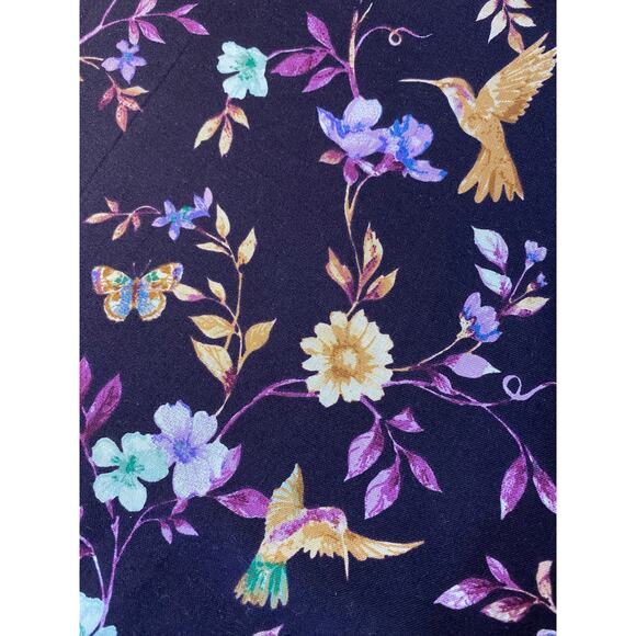JOANN Keepsake Calico Dark Floral Butterfly Hummingbird Fabric Cotton LAST 1.5yd - Picture 1 of 2